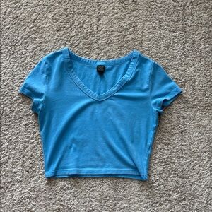 Wild Fable Blue V-Neck Crop Top